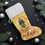 Personalised Name Fluffy Sherpa Lined Christmas Stocking - Wiseman 1 (Design: Orange)