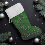 Fluffy Sherpa Lined Christmas Stocking - Jesus Is My Anchor (Design: Green)