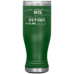 Bible Verses Boho 20oz Stainless Steel Vacuum Insulated Tumbler - Psalm 91:4 Design 6