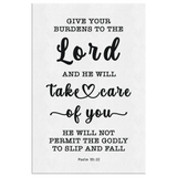 Minimalist Typography Framed Canvas - Cast Your Burden On The Lord ~Psalm 55:22~