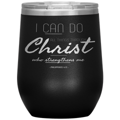 Bible Verses Stainless Steel Vacuum Insulated Wine Tumbler - Philippians 4:13 Design 7