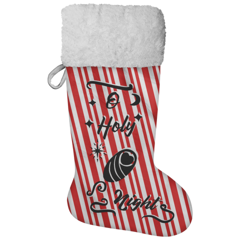 Fluffy Sherpa Lined Christmas Stocking - O Holy Night (Design: Candy)