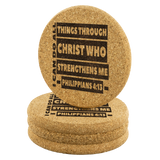 Bible Verses Cork Coasters - Philippians 4:13 (Design 1) - Meditate Healing Christian Store