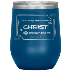 Bible Verses Stainless Steel Vacuum Insulated Wine Tumbler - Philippians 4:13 Design 8