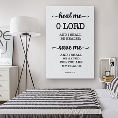 Minimalist Typography Framed Canvas - I Shall Be Healed ~Jeremiah 17:14~