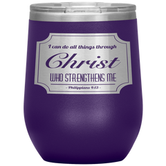 Bible Verses Stainless Steel Vacuum Insulated Wine Tumbler - Philippians 4:13 Design 4
