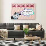 Hope Inspiring Nursery & Kids Bedroom Framed Canvas Wall Art - Spirit Of God Lives In Me ~1 Corinthians 3:16~ (Design: Panda 2)