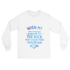 Bible Verse Ladies' Cotton Long Sleeve T-Shirt - Lead Me To The Rock That Is Higher Than I ~Psalms 61:2~ Design 17