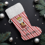 Personalised Name Fluffy Sherpa Lined Christmas Stocking - Wiseman 2 (Design: Candy)