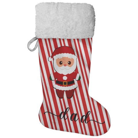 Personalised Name Fluffy Sherpa Lined Christmas Stocking - Santa (Design: Candy)