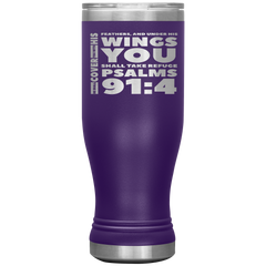 Bible Verses Boho 20oz Stainless Steel Vacuum Insulated Tumbler - Psalm 91:4 Design 1