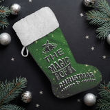 Fluffy Sherpa Lined Christmas Stocking - The Magic Of Christmas (Design: Green)