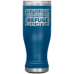 Bible Verses Boho 20oz Stainless Steel Vacuum Insulated Tumbler - Psalm 91:4 Design 5