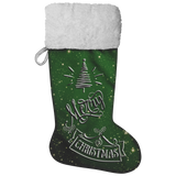 Fluffy Sherpa Lined Christmas Stocking - Merry Christmas (Design: Green)