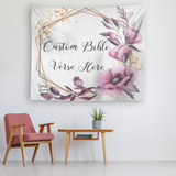 Customizable Artistic Minimalist Bible Verse Tapestry With Your Signature (Design: Square Garland 13)
