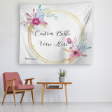 Customizable Artistic Minimalist Bible Verse Tapestry With Your Signature (Design: Square Garland 15)