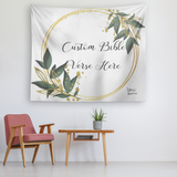 Customizable Artistic Minimalist Bible Verse Tapestry With Your Signature (Design: Square Garland 12)