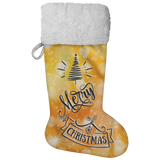 Fluffy Sherpa Lined Christmas Stocking - Merry Christmas (Design: Orange)