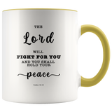 Typography Dishwasher Safe Accent Mugs - The Lord Will Fight For You ~Exodus 14:14~