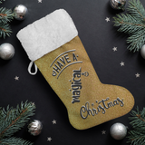 Fluffy Sherpa Lined Christmas Stocking - Have A Magical Christmas (Design: Gold)