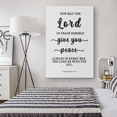 Minimalist Typography Framed Canvas - The Lord Gives Peace ~2 Thessalonians 3:16~
