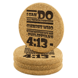Bible Verses Cork Coasters - Philippians 4:13 (Design 10) - Meditate Healing Christian Store