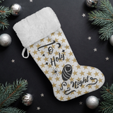 Fluffy Sherpa Lined Christmas Stocking - O Holy Night (Design: Gold Star)