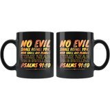Bible Verses Dishwasher Safe Black Mugs - Psalm 91:10 Design 7