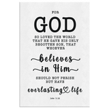 Minimalist Typography Framed Canvas - Believe In Him For Everlasting Life ~John 3:16~