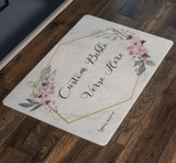 Customizable Artistic Minimalist Bible Verse Doormat With Your Signature (Design: Square Garland 3)