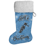 Fluffy Sherpa Lined Christmas Stocking - Have A Magical Christmas (Design: Blue)