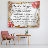 Bible Verses Vivid Print Versatile Tapestry - Lord's Prayer ~Matthew 6:9-13~ (Design: Flower Frame 2)