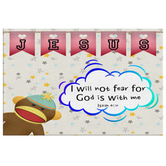 Hope Inspiring Nursery & Kids Bedroom Framed Canvas Wall Art - God Is With Me ~Isaiah 41:10~ (Design: Monkey)