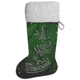 Fluffy Sherpa Lined Christmas Stocking - Merry Christmas (Design: Green)