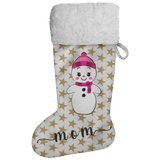 Personalised Name Fluffy Sherpa Lined Christmas Stocking - Snow Woman (Design: Star)