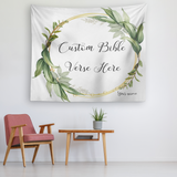 Customizable Artistic Minimalist Bible Verse Tapestry With Your Signature (Design: Square Garland 17)