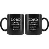Typography Dishwasher Safe Black Mugs - The Lord Will Give Strength To His People ~Psalm 29:11~