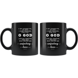 Typography Dishwasher Safe Black Mugs - God Is My Defense, My God Of Mercy ~Psalm 59:17~