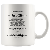 Typography Dishwasher Safe Accent Mugs - I Will Bring Health & Healing ~Jeremiah 33:6~