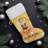 Personalised Name Fluffy Sherpa Lined Christmas Stocking - Wiseman 2 (Design: Orange)