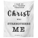 Minimalist Typography Tapestry - Christ Strengthens Me ~Philippians 4:13~