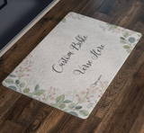 Customizable Artistic Minimalist Bible Verse Doormat With Your Signature (Design: Rectangle Garland 9)