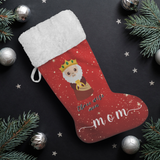 Personalised Name Fluffy Sherpa Lined Christmas Stocking - Wiseman 2 (Design: Red)