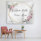 Customizable Artistic Minimalist Bible Verse Tapestry With Your Signature (Design: Square Garland 3)