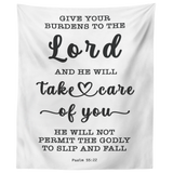 Minimalist Typography Tapestry - Cast Your Burden On The Lord ~Psalm 55:22~