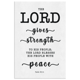 Minimalist Typography Framed Canvas - The Lord Will Give Strength To His People ~Psalm 29:11~