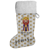 Personalised Name Fluffy Sherpa Lined Christmas Stocking - Wiseman 3 (Design: Gold Star)