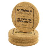 Bible Verses Cork Coasters - Joshua 1:9 (Design 12) - Meditate Healing Christian Store