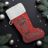 Fluffy Sherpa Lined Christmas Stocking - Christmas Is A Gift Of Infinite Worth (Design: Red)