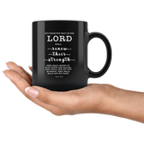 Typography Dishwasher Safe Black Mugs - The Lord Renew My Strength ~Isaiah 40:31~